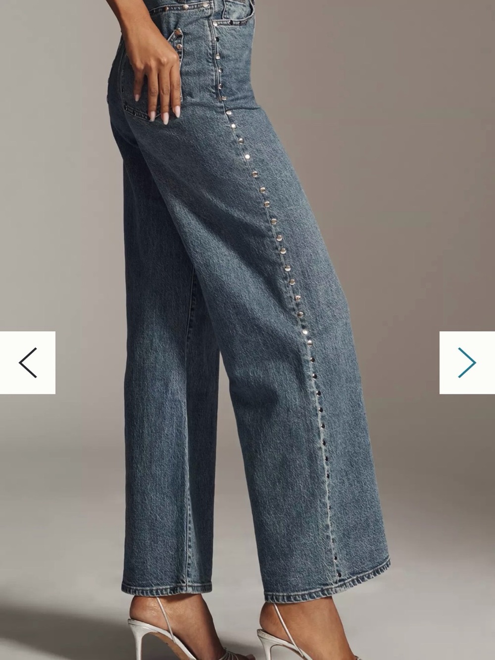 Habitual Gemma High-Rise Wide-Leg Studded Jeans Denim Size 8